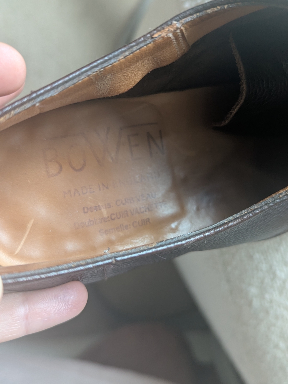 Made In England - Designed In France Men’s Dark Brown Calf Leather Derby Oxfords - Picture 6 of 9